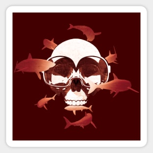 Skull and Sharks - Scuba Diving Sticker